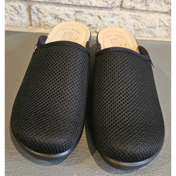 Fly Flot Mesh Slip On Comfort Clogs Genuine Leather Shoes, Black Womens Sz 9.5 - Picture 2 of 5